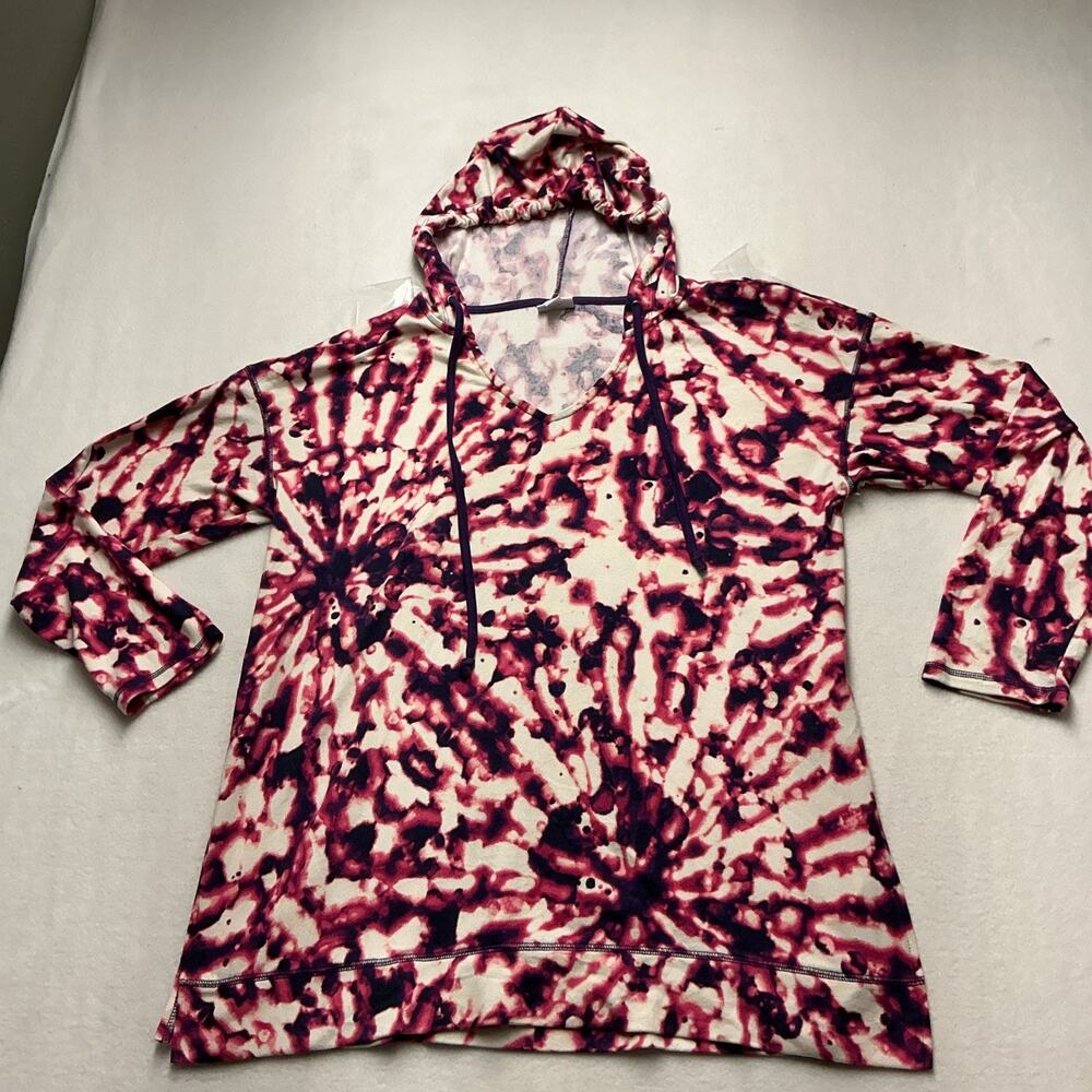 LuLaRoe Women’s ELIZA Hoodie Top ~ MAGENTA PINK TIE DYE PATTERN ~ Size XL, 4212